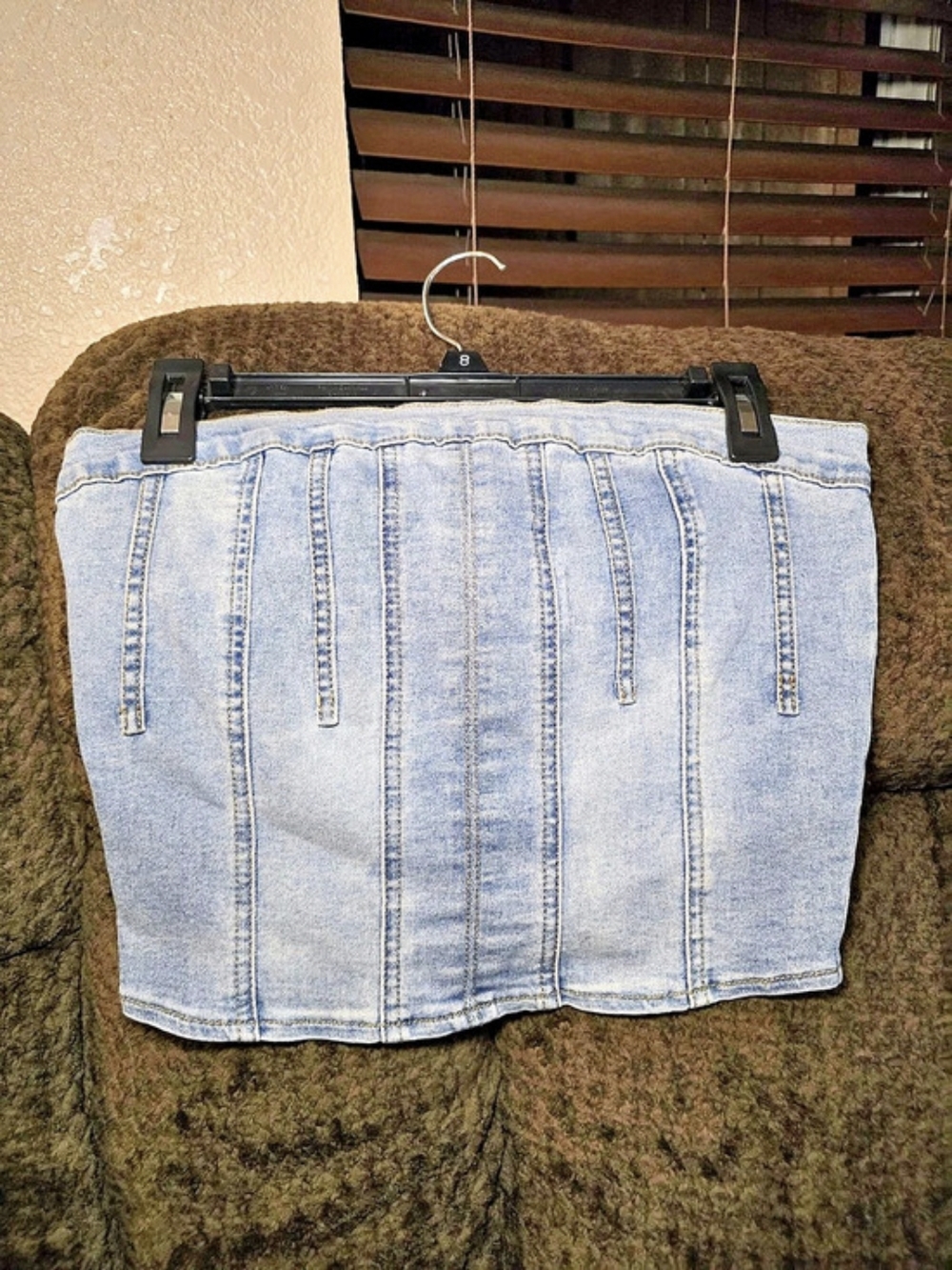 FASHION NOVA ZDFN1722 Denim Tube Top Denim Blue Size Medium Like New